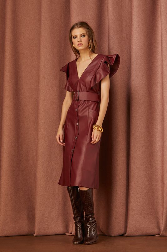 vestido bordo midi