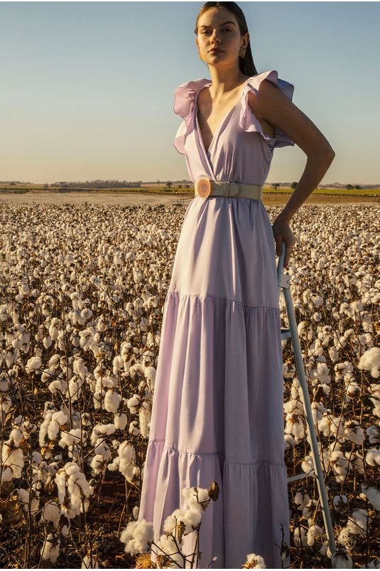 vestido longo lavanda